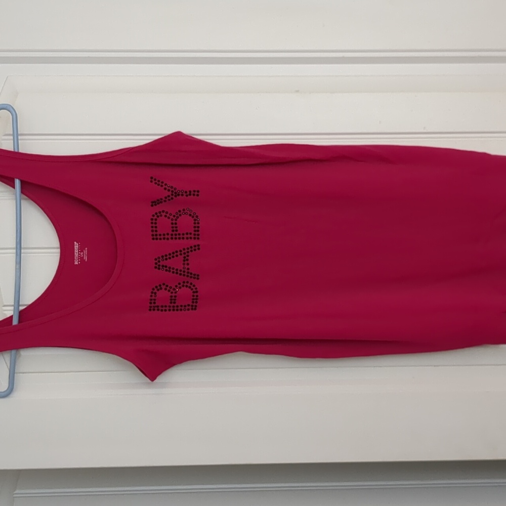 Motherhood Hot Pink Tank Dress with 'BABY' Stud Detail